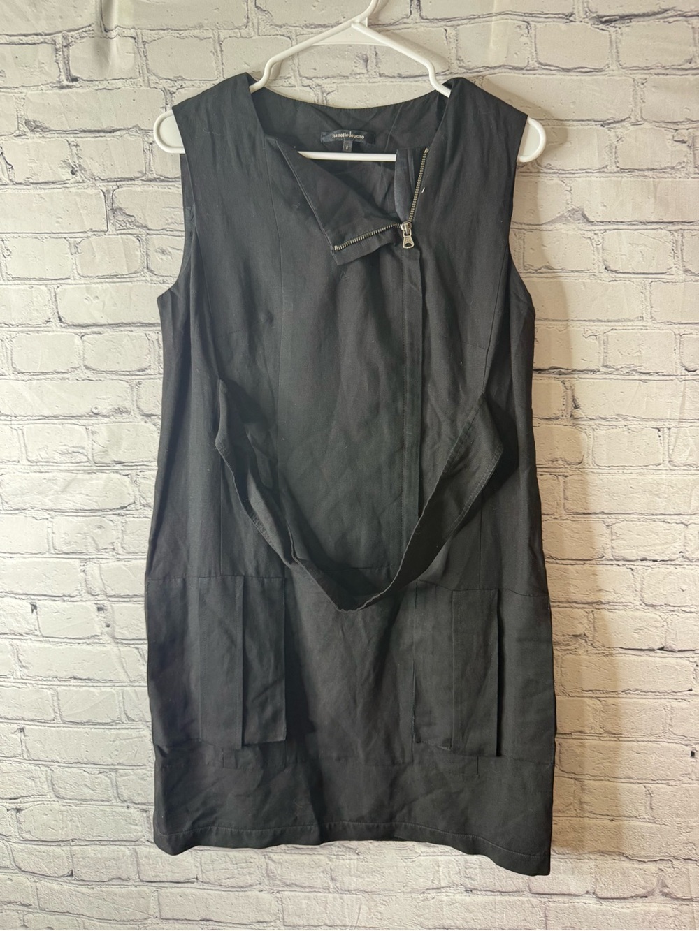 Nanette Lepore Black Sleeveless Mini Dress with Asymmetric Zip